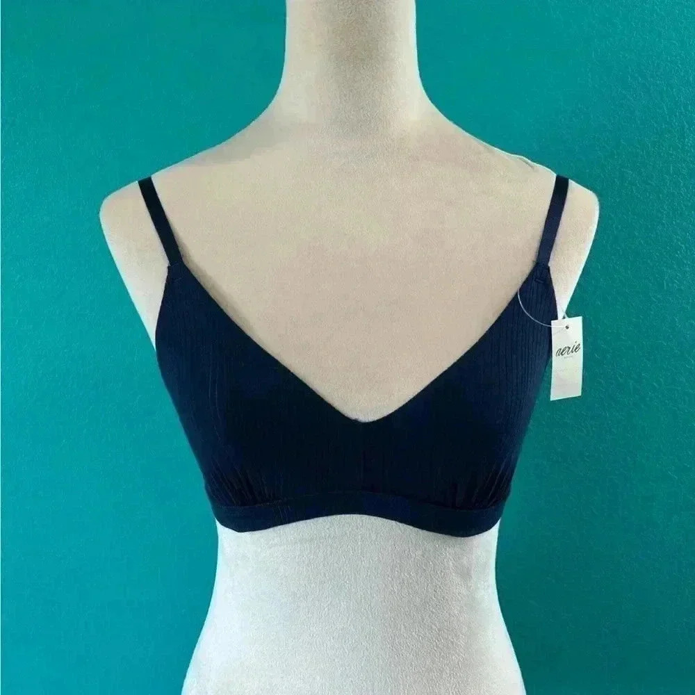 New with tags aerie ribbed blue triangle bralette in size small